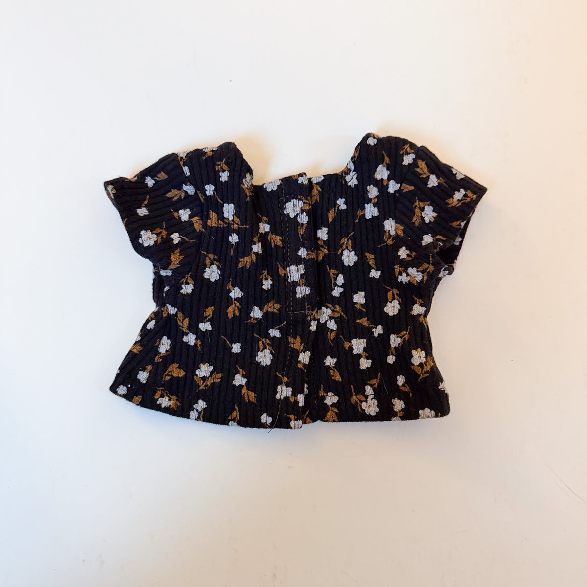 Floral Doll T-Shirt Black Ribbed