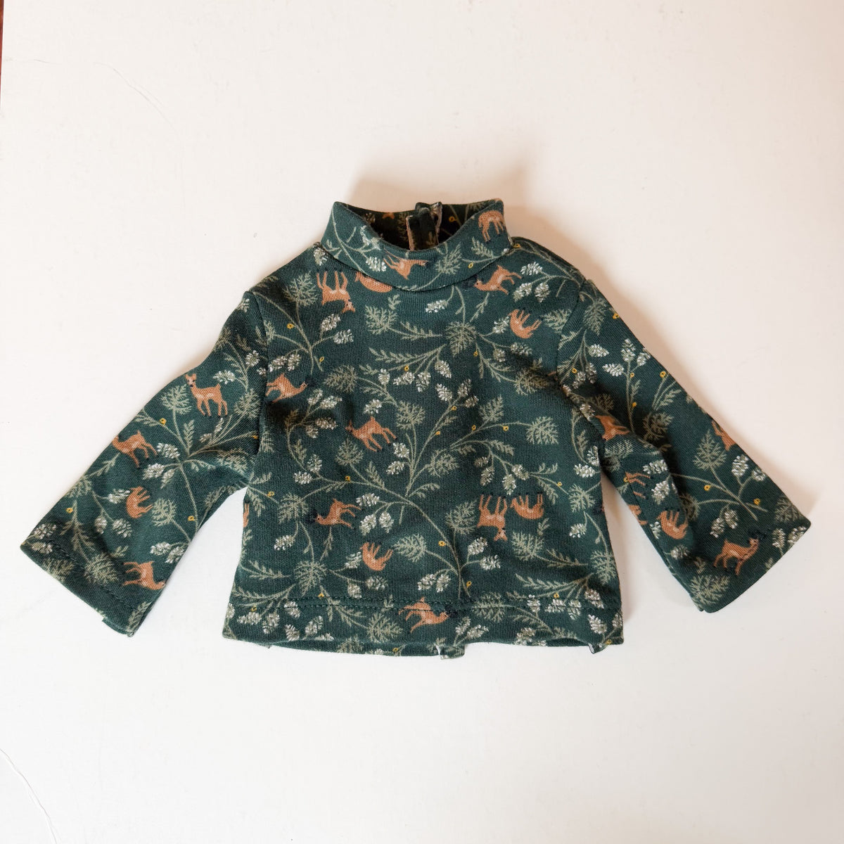 Green Forest Deer Turtleneck Doll Shirt