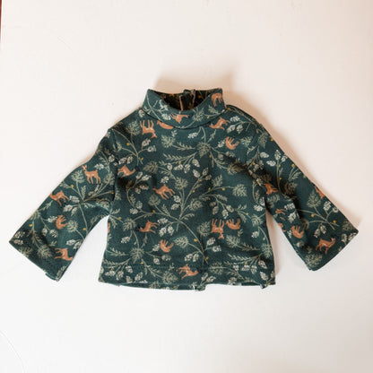 Green Forest Deer Turtleneck Doll Shirt