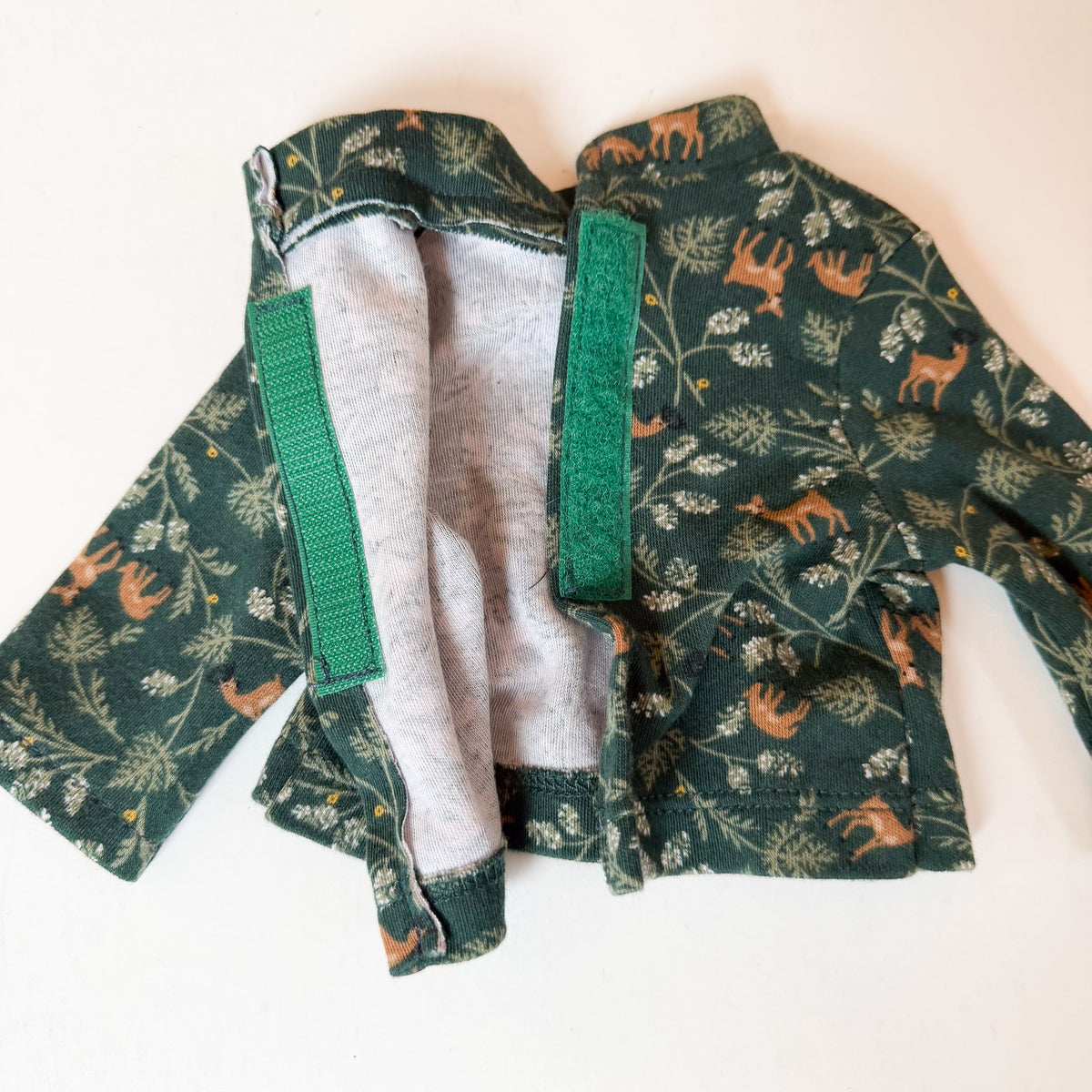 Green Forest Deer Turtleneck Doll Shirt